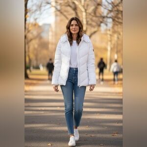 Faded Glory White Puffer Jacket Small Winter